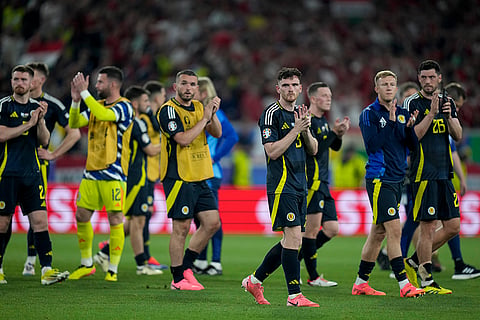 Scotland's players after the match against Hungary 